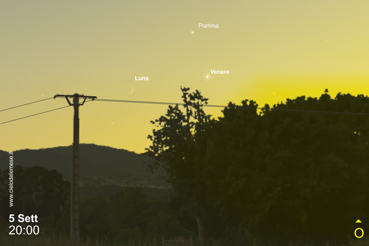 Congiunzione Luna Venere al tramonto